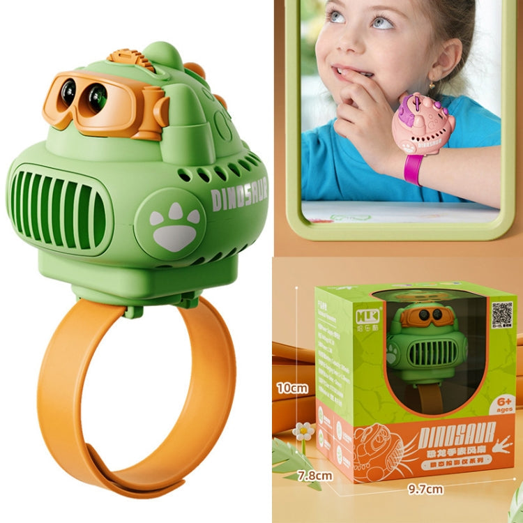 Cartoon Dinosaur Watch Fan Projection USB Student Wrist Leafless Mini Fan Reluova