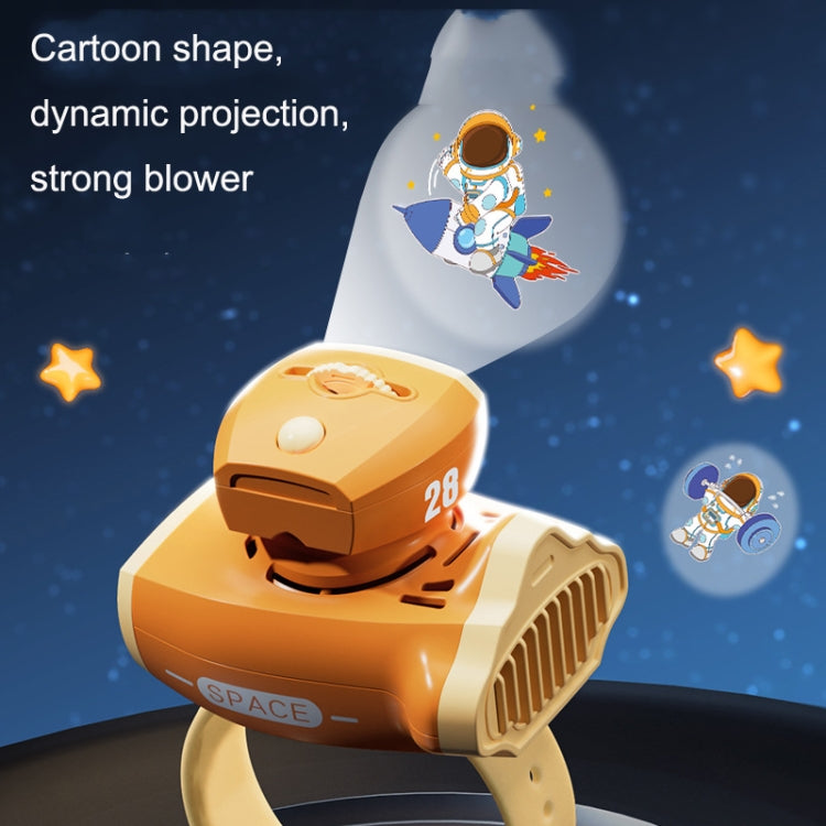 Children Spaceship Cartoon Watch Fan Projection USB Portable Bladeless Wrist Fan Reluova