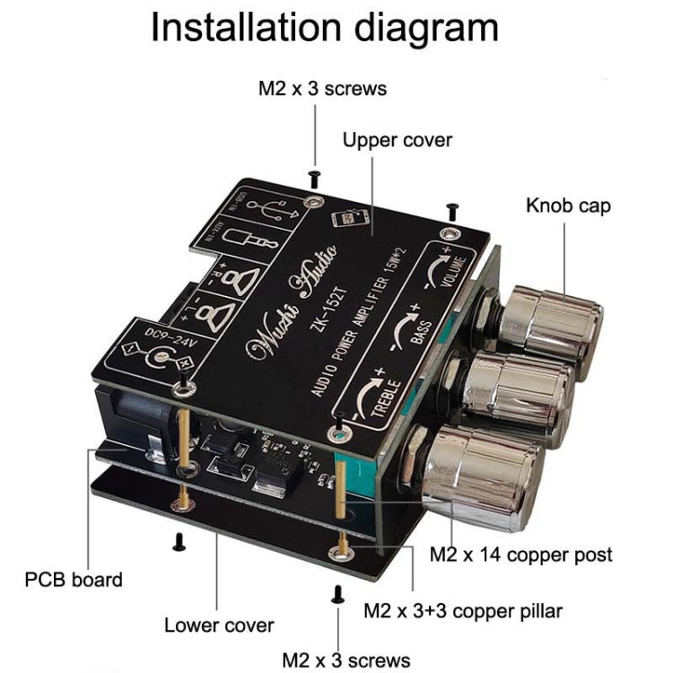 Mini Bluetooth 5.1 Receiving Audio Module With Power Amplifier Digital D Stereo Dual Channel