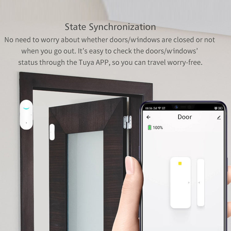 Tuya WiFi Door Magnetic Sensor Remote Intelligent Linkage Doors Windows Switch Anti-alarm APP Reminder Alarm