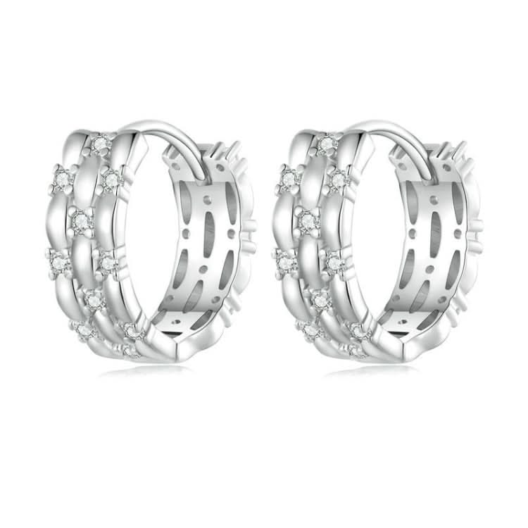 Sterling Silver S925 Zircon Plated Platinum Earrings Reluova