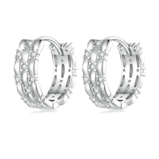 Sterling Silver S925 Zircon Plated Platinum Earrings Reluova