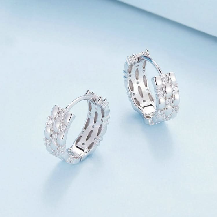 Sterling Silver S925 Zircon Plated Platinum Earrings Reluova