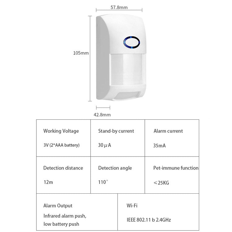 Tuya Smart App WiFi Infrared Alarm Smart Home Human Body Infrared Detector PIR