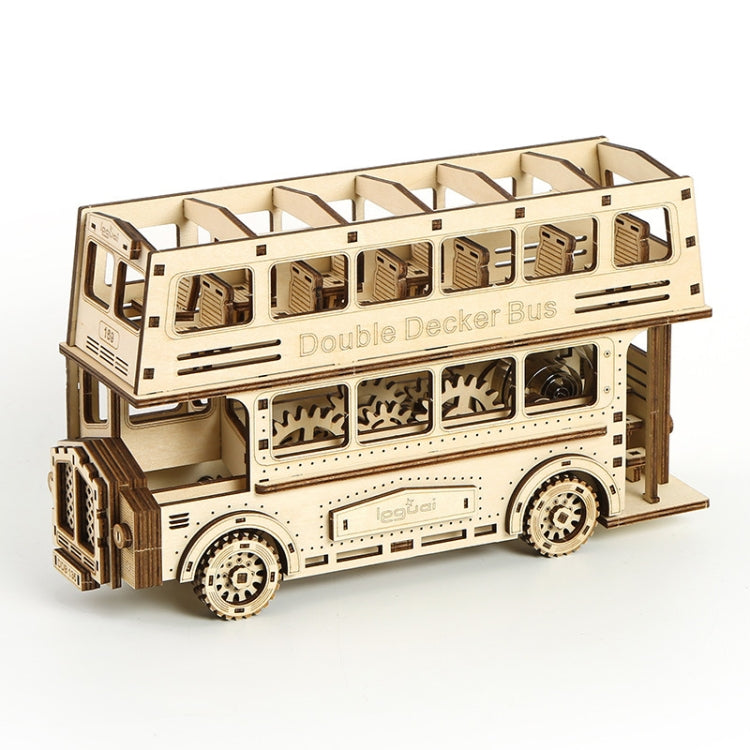 Double Decker Bus 3D Wooden Puzzle Toys DIY Handmade Ornaments