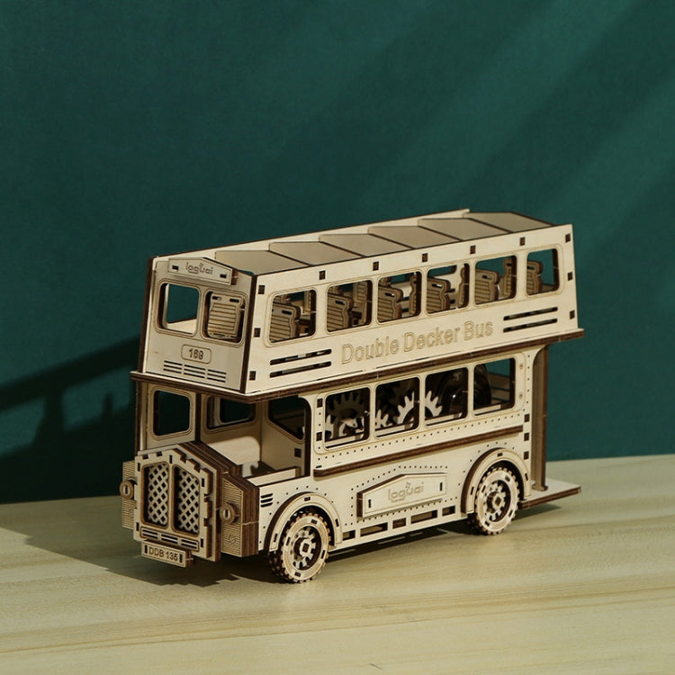 Double Decker Bus 3D Wooden Puzzle Toys DIY Handmade Ornaments