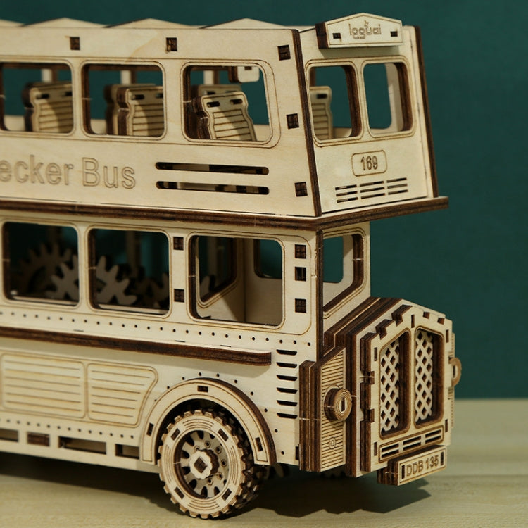 Double Decker Bus 3D Wooden Puzzle Toys DIY Handmade Ornaments Reluova