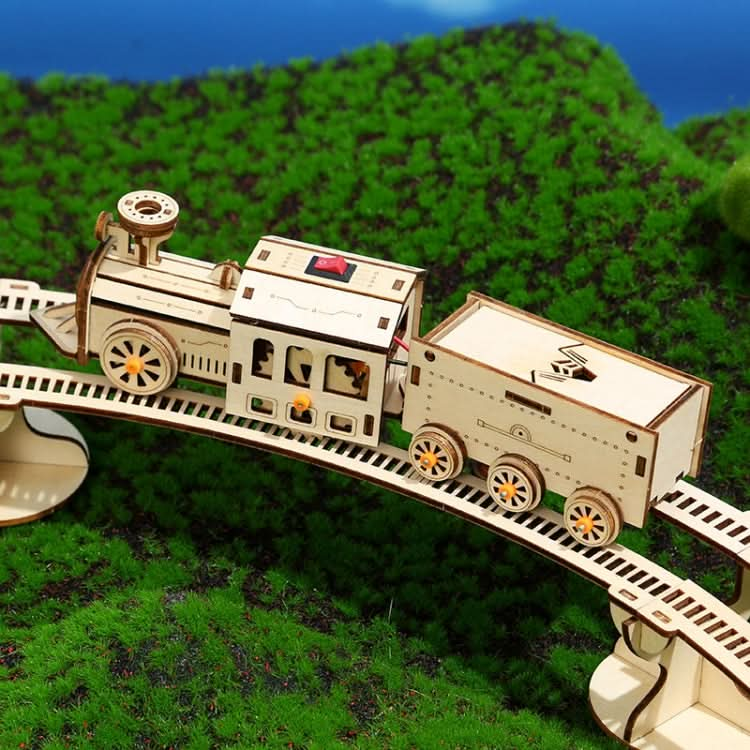 Electric Track Train 3D Wooden Puzzle Model DIY Handmade Ornaments Reluova