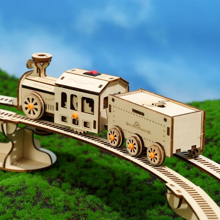 Electric Track Train 3D Wooden Puzzle Model DIY Handmade Ornaments Reluova