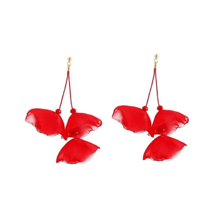 Long Exaggerated Fabric Art Handmade Petal Earrings Reluova