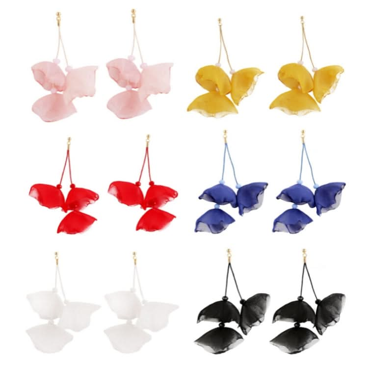 Long Exaggerated Fabric Art Handmade Petal Earrings Reluova