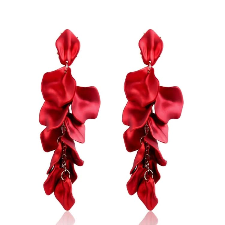 Long Exaggerated Fabric Art Handmade Petal Earrings Reluova