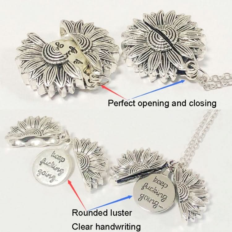 Alloy Sunflowers Shape Can Open Double Side Engraving Accessories Pendant Reluova