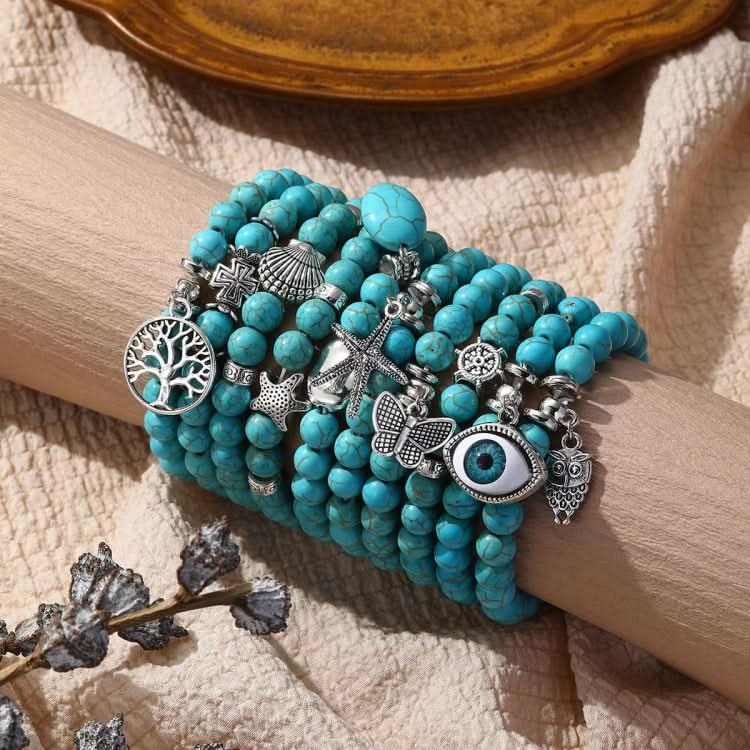 Women Beaded Bracelet Turquoise Ethnic Style Charm Jewelry Reluova