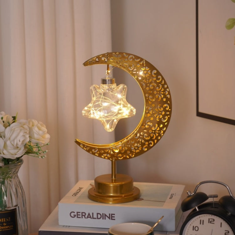 LED Wrought Iron Moon Shape Atmosphere Bedroom Table Lamp My Store