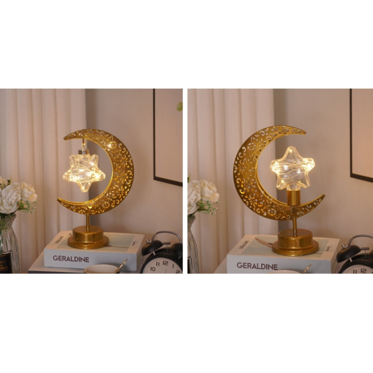 LED Wrought Iron Moon Shape Atmosphere Bedroom Table Lamp My Store