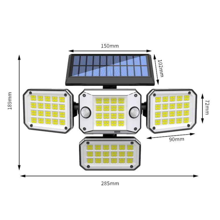 TG-TY10804 Solar 4 Head Double Sensor Light LED Rotating Wall Light With Remote Control My Store