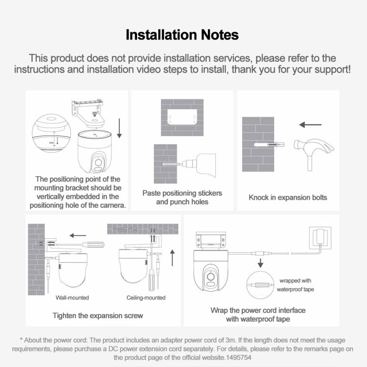 Original Xiaomi CW400 Outdoor Camera 2.5K Ultra HD Smart Full Color Night Vision IP66 Waterproof, US Plug