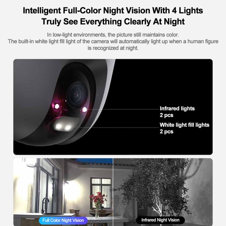 Original Xiaomi CW400 Outdoor Camera 2.5K Ultra HD Smart Full Color Night Vision IP66 Waterproof, US Plug