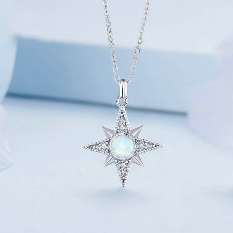 Sterling Silver S925 Star Sun Plated Platinum Opal Necklace Reluova