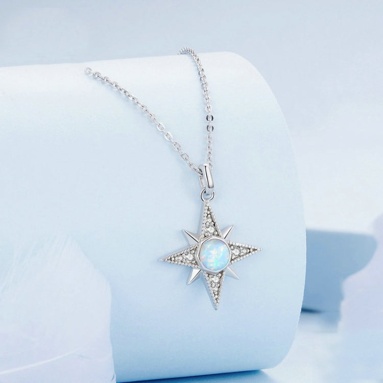 Sterling Silver S925 Star Sun Plated Platinum Opal Necklace