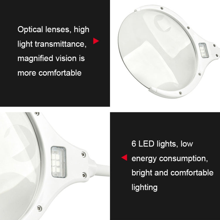 TS-9006 2.25X/5X USB Rechargeable Two-gears Brightness LED Light Desk Magnifier Reluova