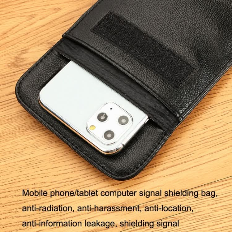 DSK-07 6.5 Inch Lychee Pattern Carabiner Phone Anti-radiation Signal Shielding Bag Anti-location Tracking Reluova