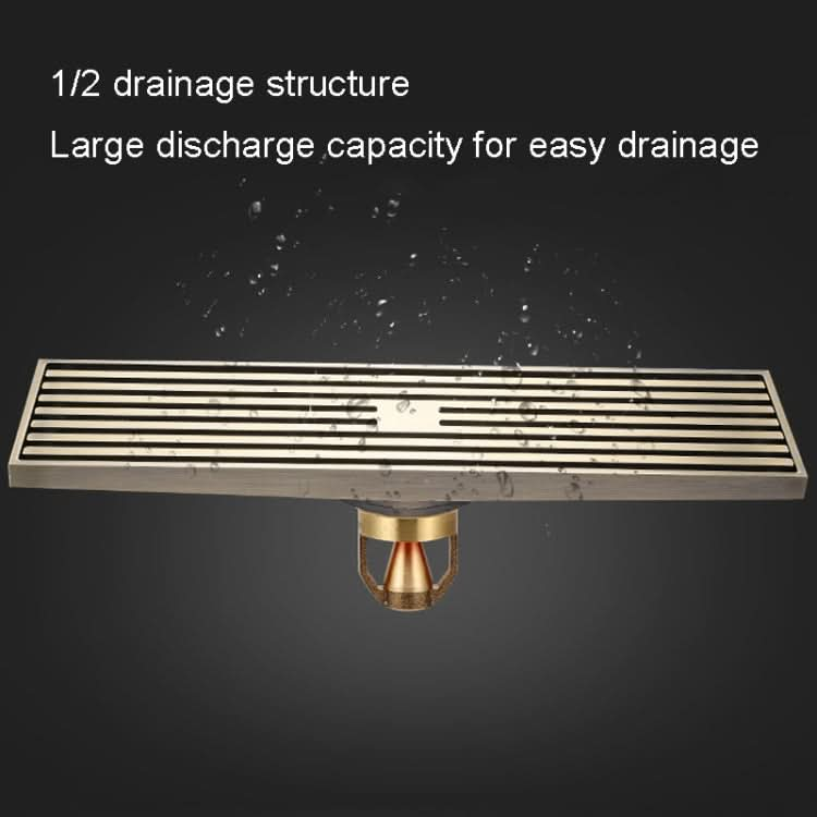 8x30cm Extended Full Copper Strip Floor Drain, Style:-Reluova