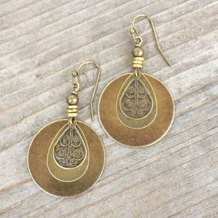 Bohemian Vintage Ethnic Antique Circle Engraved Earrings Reluova