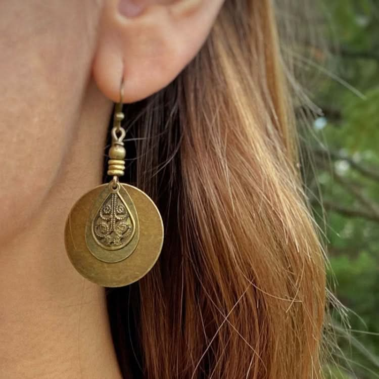 Bohemian Vintage Ethnic Antique Circle Engraved Earrings Reluova