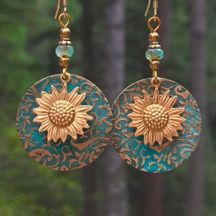 Vintage Bohemian Two Layer Sunflower Vintage Earrings Reluova