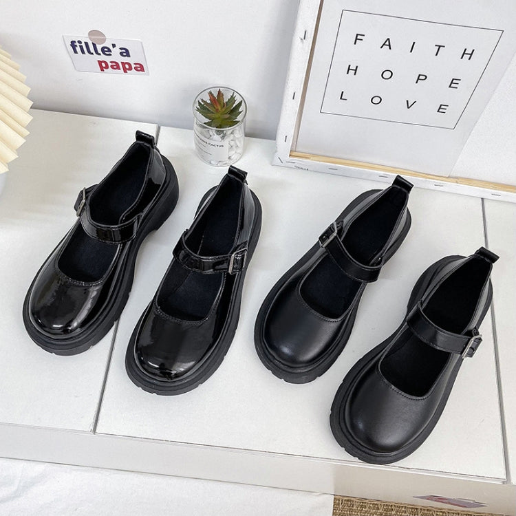 Small Leather Shoes Female Students With Skirt Thick Bottom Buckle Spring and Autumn Single Shoes