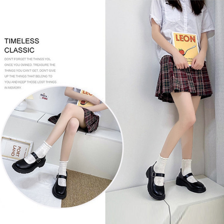 Small Leather Shoes Female Students With Skirt Thick Bottom Buckle Spring and Autumn Single Shoes