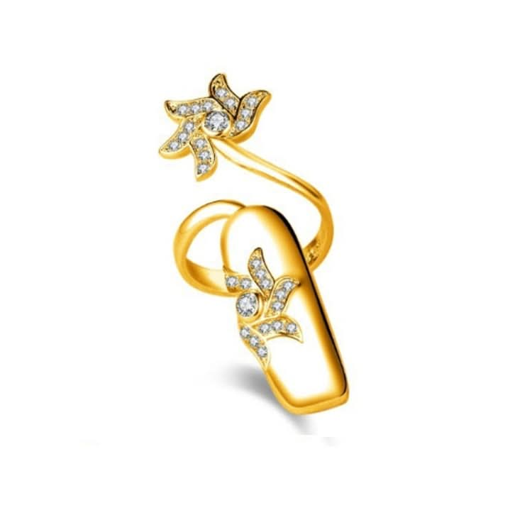 Diamond Nail Cap Jewelry Open Ring, Color: Gold Little Finger Reluova