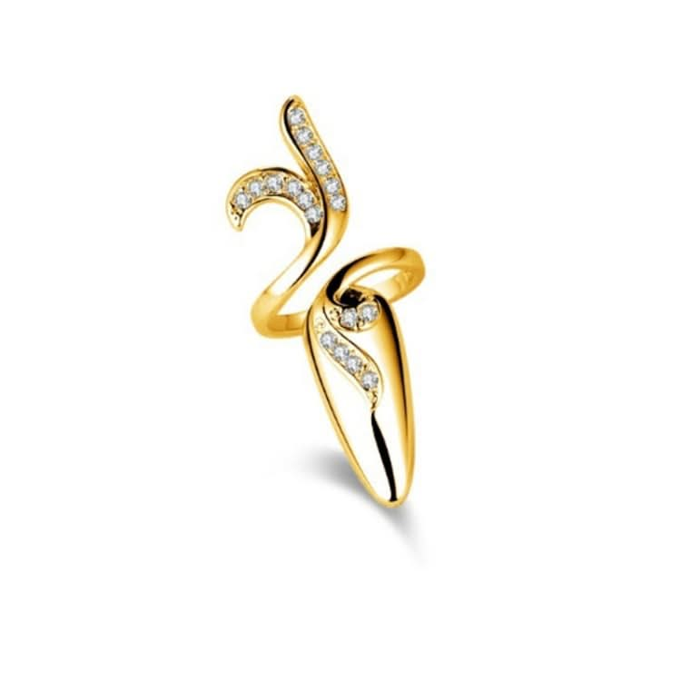 Diamond Nail Cap Jewelry Open Ring, Color: Gold Little Finger Reluova