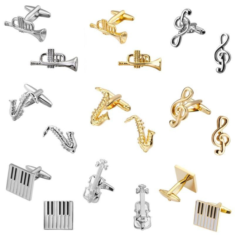 Brass Music Series Instrument Note Cufflinks, Color: Silver Shelf Drum Reluova