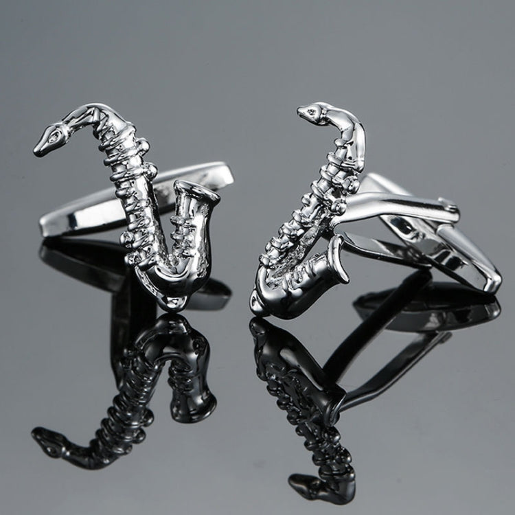 Brass Music Series Instrument Note Cufflinks, Color: Silver Shelf Drum