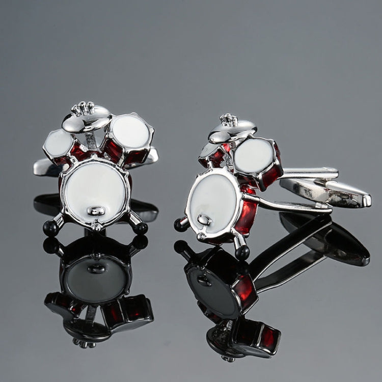 Brass Music Series Instrument Note Cufflinks, Color: Silver Shelf Drum Reluova