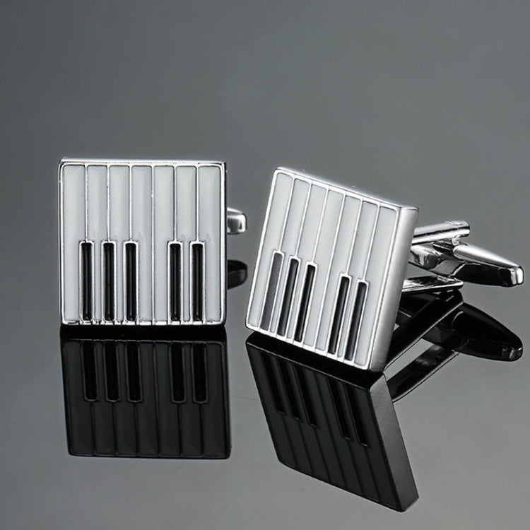 Brass Music Series Instrument Note Cufflinks, Color: Silver Shelf Drum Reluova