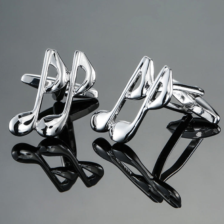 Brass Music Series Instrument Note Cufflinks, Color: Silver Shelf Drum