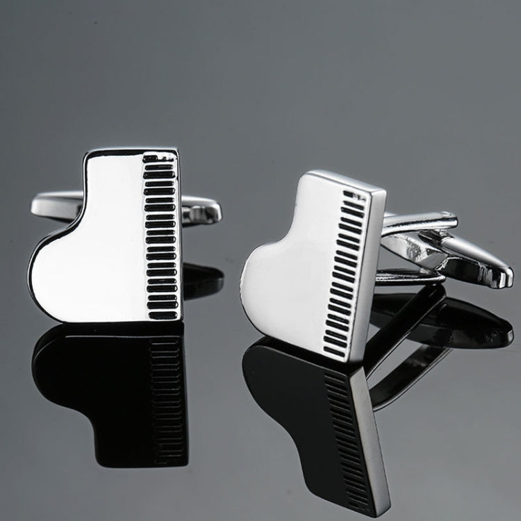 Brass Music Series Instrument Note Cufflinks, Color: Silver Shelf Drum