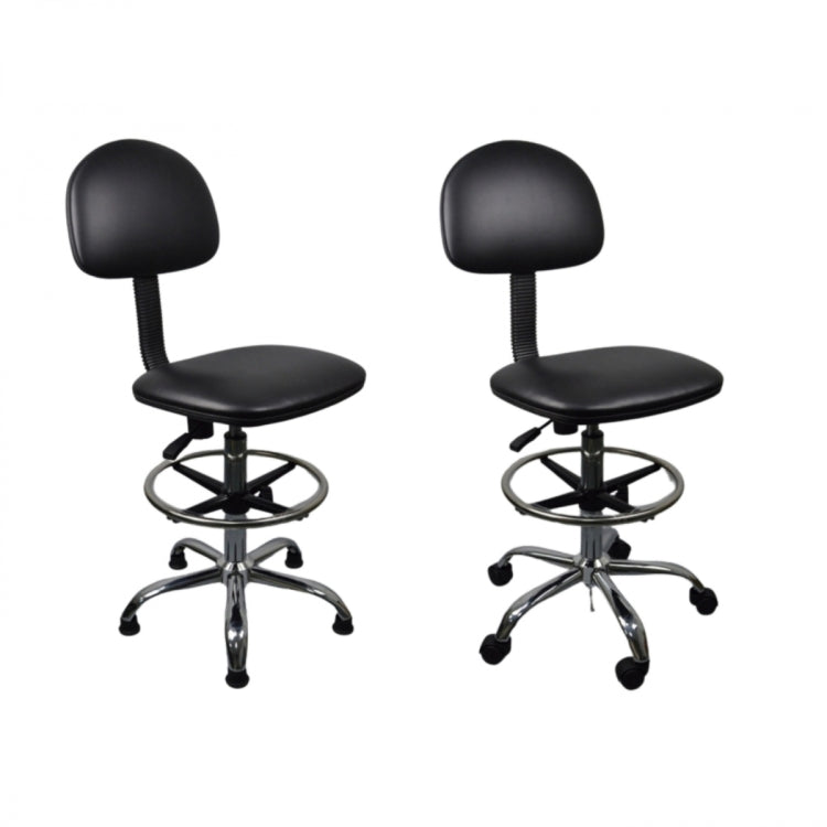 Anti-static Chair Liftable Adjustable Stool PU Leather Backrest Chair With Footrest,Spec: