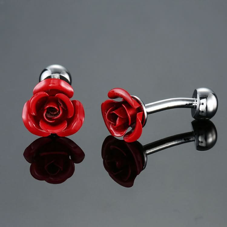 Men Clover Rose Pattern Cufflinks, Color: Red Strawberry Reluova