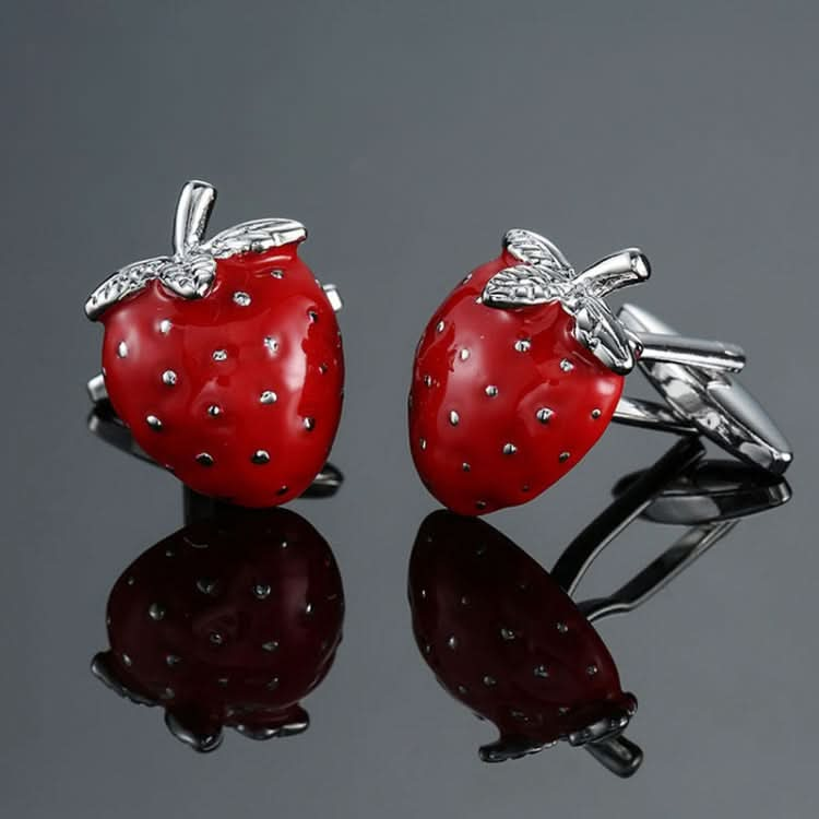 Men Clover Rose Pattern Cufflinks, Color: Red Strawberry Reluova