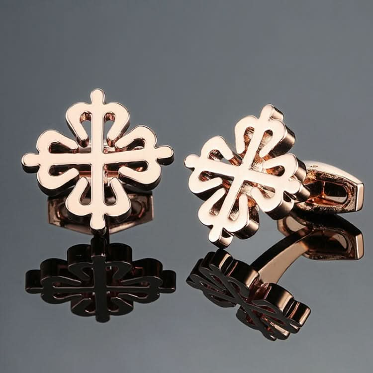 Men Brass Plated Shirt Cufflinks, Color: Silver Cross Flower Reluova