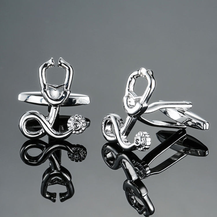 Men Shirts Enamel Lacquered Cufflinks, Color: Silver Horseshoe Iron