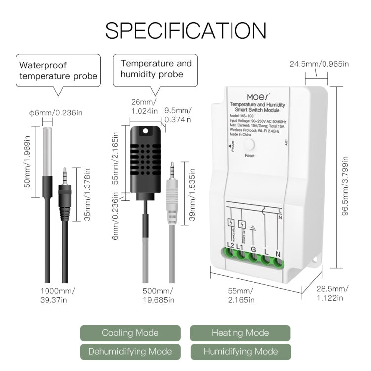 Tuya Dual-way Temperature and Humidity Switch Timer Smart Switch Reluova