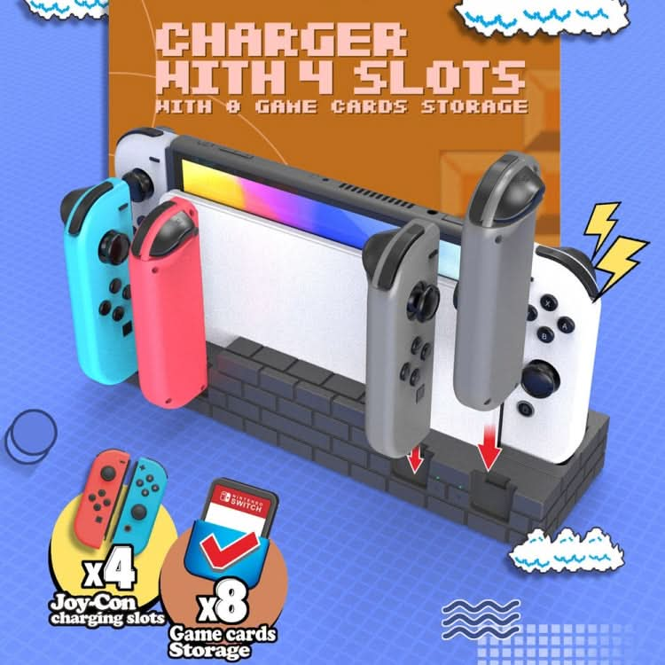 For Nintendo Switch / Switch OLED SW488 Power Bracket Game Card Storage Stand Handle Charging Seat Reluova