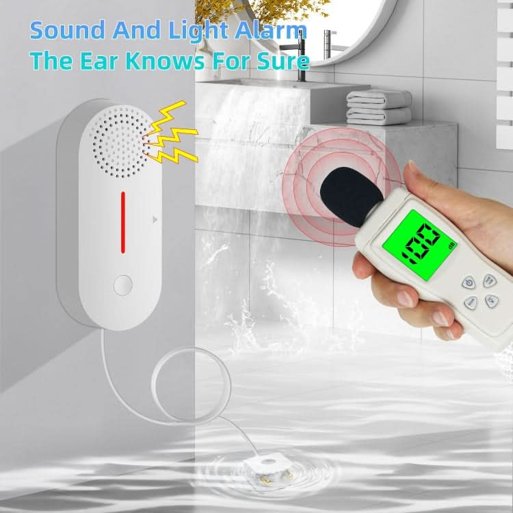 Tuya WIFI Sound and Light Water Immersion Alarm Leak Sensor Overflow Alarm Detector Reluova