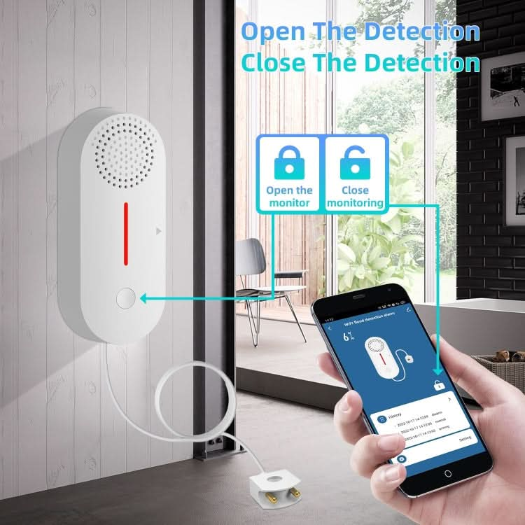 Tuya WIFI Sound and Light Water Immersion Alarm Leak Sensor Overflow Alarm Detector Reluova